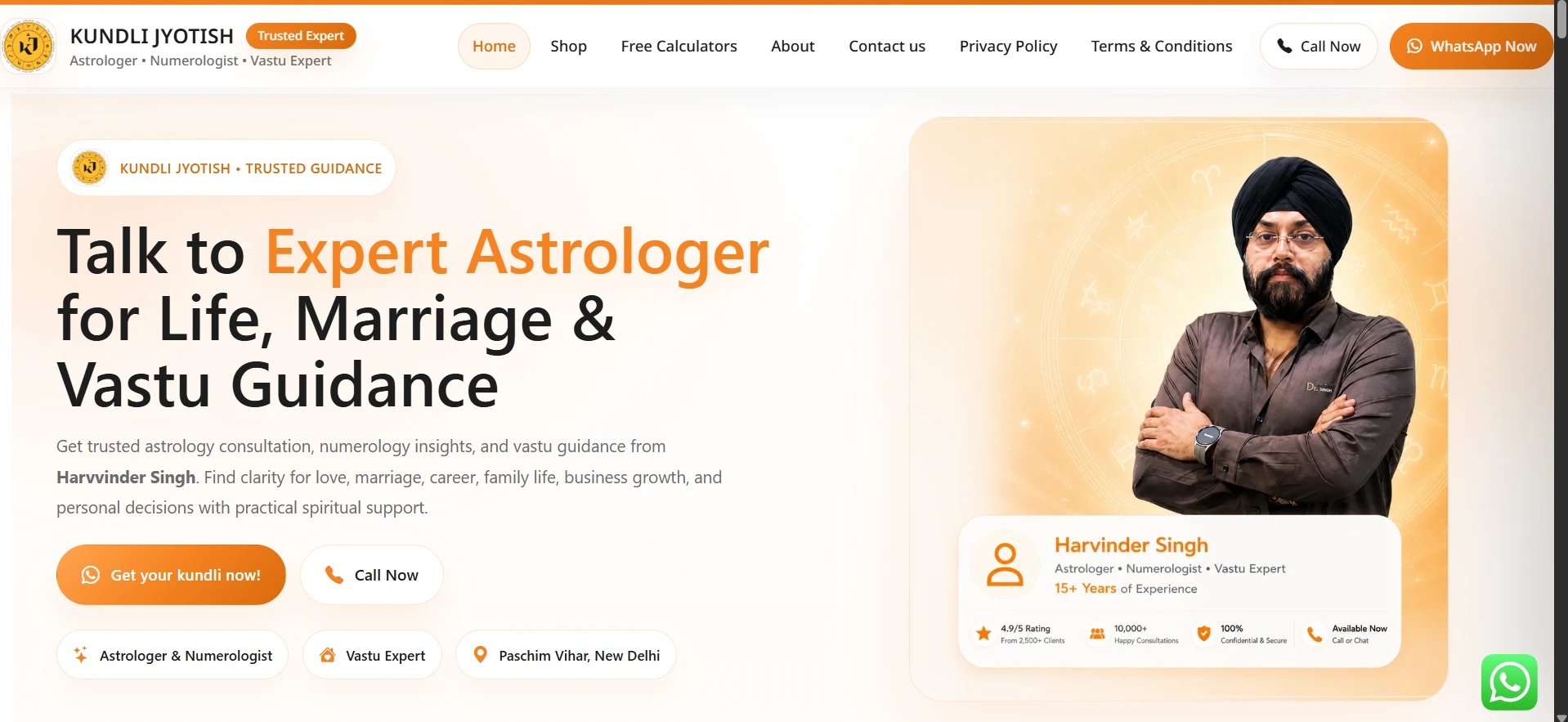 Kundali Jyotish — website hero