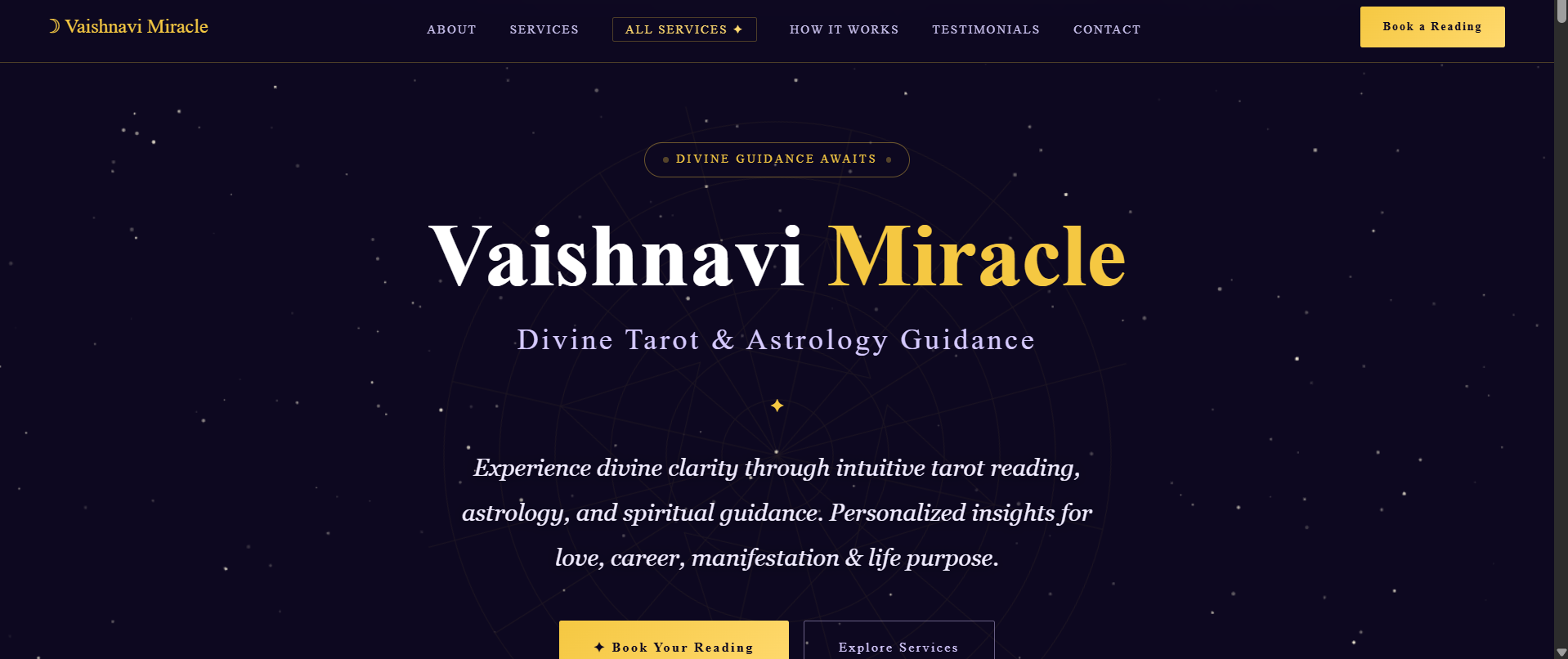Vaishnavi Miracle — website hero